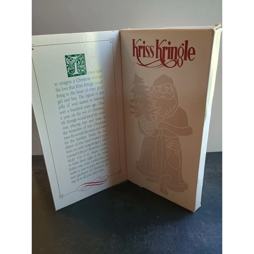 Vintage Longaberger Pottery Cookie Mold 1991 Kris Kringle Christmas Santa Cutter